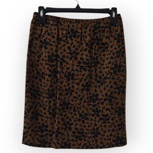 Dana Buchman Brown Black Abstract Print Lined 100% Silk Pencil Skirt 6
